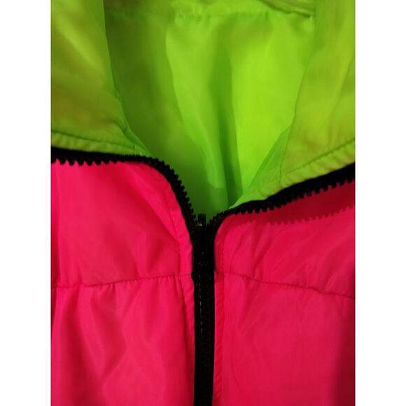 M532)Vtg Columbia Men's (Unisex) Down Puffer Reversible Neon  Zip Jacket Size XL - Picture 8 of 10